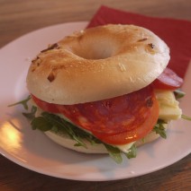 Chorizo & Cheddar Salad Bagel