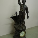 Antique Spelter Fisherman Clock