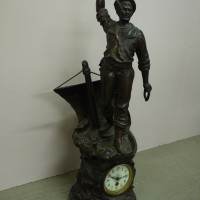 Antique Spelter Fisherman Clock