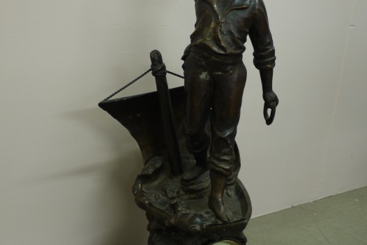 Antique Spelter Fisherman Clock