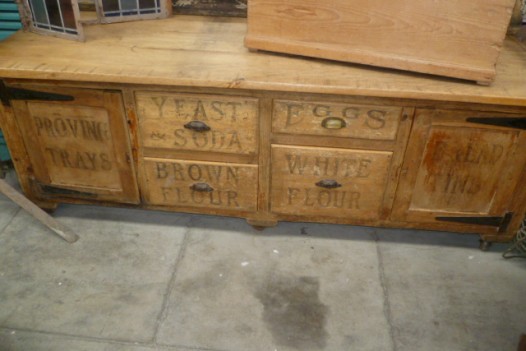 LARGE ANTIQUE BAKERS PREPARATION  CUPBOARD