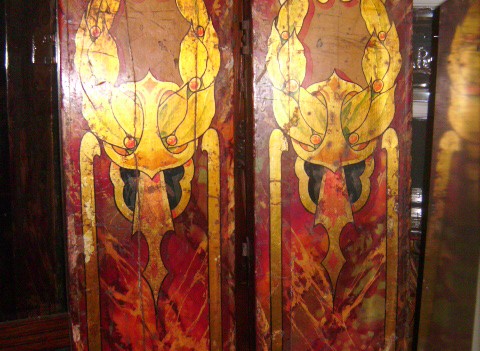 PAIR OF HAND  PAINTED 1940S FAIRGROUND COLUMNS