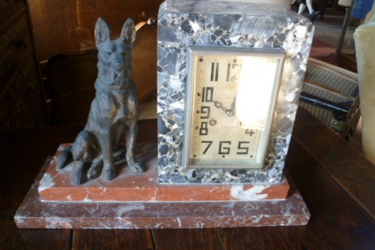 art deco marble clock (german shepherd dog)