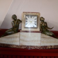 ART DECO SPELTER CLOCK (GIRL & BOY)