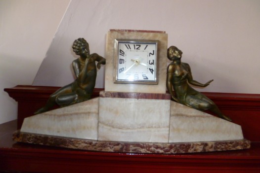 ART DECO SPELTER CLOCK (GIRL & BOY)