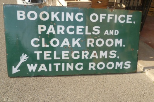 LARGE VINTAGE SOUTHERN RAILWAYS ENAMEL SIGN (BOOKING OFFICE ,CLOAK ROOM )