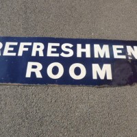 ANTIQUE ENAMEL REFRESHMENTS SIGN (CIRCA 1895 )
