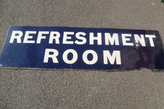 ANTIQUE ENAMEL REFRESHMENTS SIGN (CIRCA 1895 )