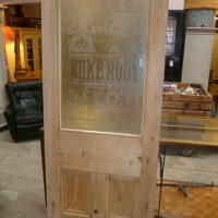 ANTIQUE ETCHED GLASS PUB DOOR (SMOKE ROOM )