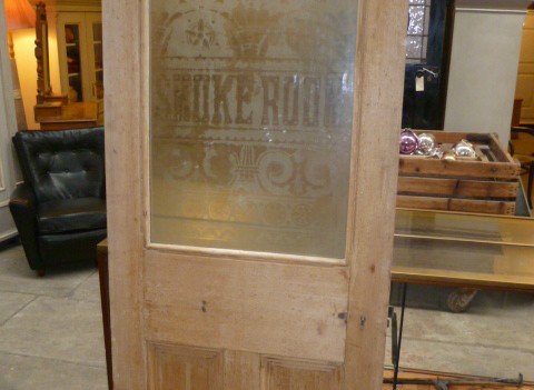 ANTIQUE ETCHED GLASS PUB DOOR (SMOKE ROOM )