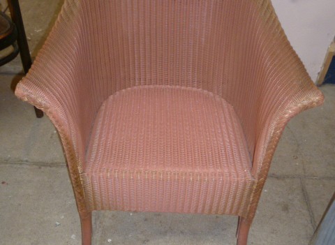 VINTAGE LLOYD LOOM ARMCHAIR (PINK & GOLD)