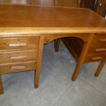 VINTAGE 1950S OAK PEDESTAL DESK