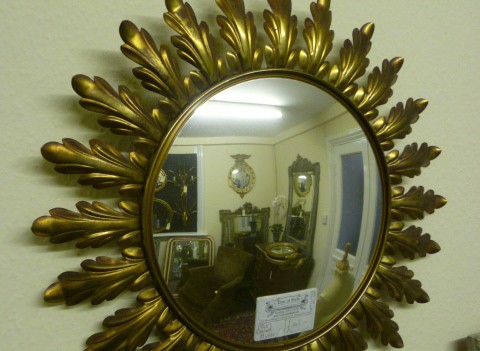 VINTAGE 1950S METAL FRENCH LEAF MIRROR