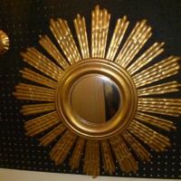 DECORATIVE  VINTAGE 1960S FRENCH STARBURST MIRROR (RESIN)