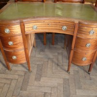 ANTIQUE WRITING DESK WITH LEATHER INSERT