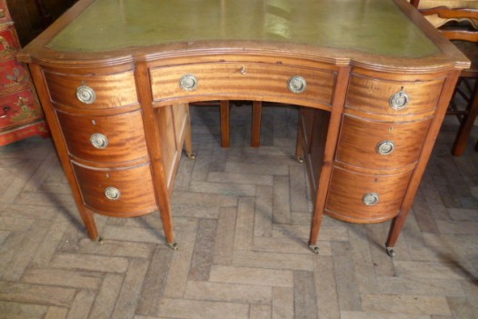 ANTIQUE WRITING DESK WITH LEATHER INSERT