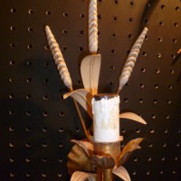 PAIR OF VINTAGE FRENCH WALL LIGHTS (PAINTED WHEAT )