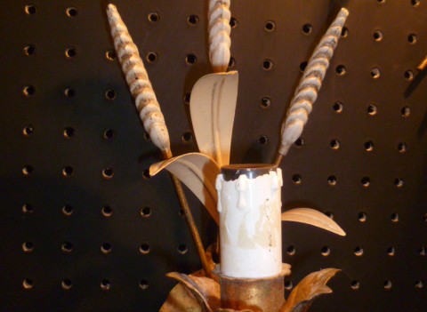 PAIR OF VINTAGE FRENCH WALL LIGHTS (PAINTED WHEAT )