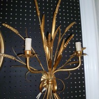 PAIR OF FRENCH WHEAT TWO ARM WALL LIGHTS