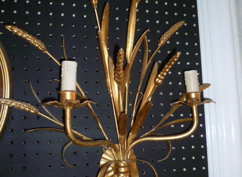 PAIR OF FRENCH WHEAT TWO ARM WALL LIGHTS
