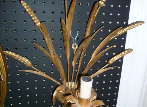 PAIR OF VINTAGE FRENCH ONE ARM WHEAT WALL LIGHTS