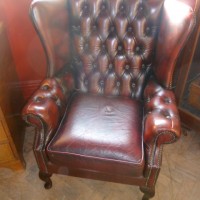 DEEP BUTTONED LEATHER WING ARMCHAIR