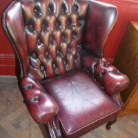 DEEP BUTTONED LEATHER WING ARMCHAIR