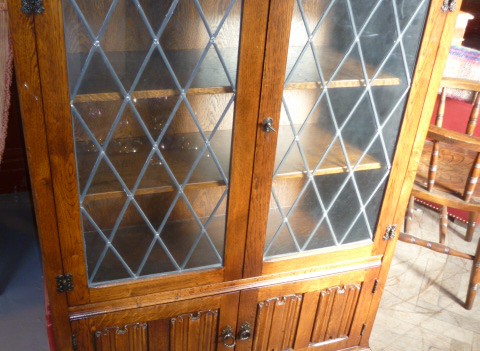 OAK LINEN FOLD BOOKCASE