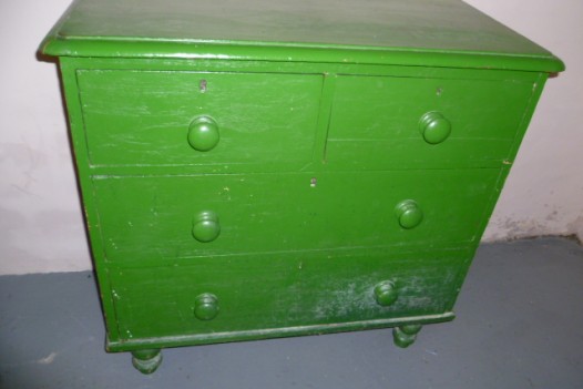 VICTORIAN PAINTED PINE CHEST OF DRAWERS