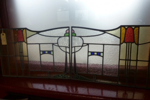antique art nouveau leaded light panal