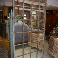 LARGE VINTAGE IRON FRAMED WINDOW MIRROR