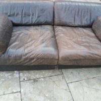 vintage 1970s green leather sofa bed