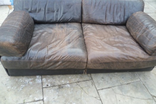 vintage 1970s green leather sofa bed