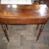 GEORGIAN CROSSBOUND ANTIQUE CARD TABLE