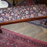 ANTIQUE MAHOGANY STOOL WITH TAPESTRY COVERING