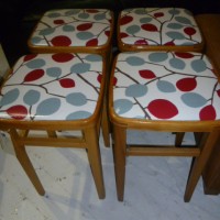 FOUR 1950S /60S BEECH STOOLS