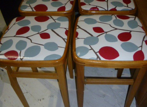 FOUR 1950S /60S BEECH STOOLS