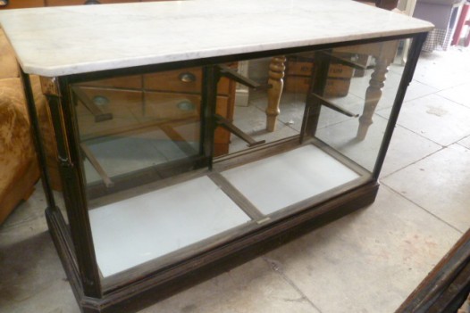 ANTIQUE MARBLE TOPPED SHOP COUNTER