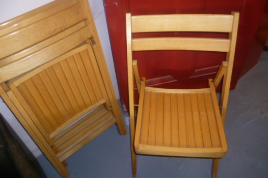 SET OF FOUR BEECH FOLDING CHAIRS