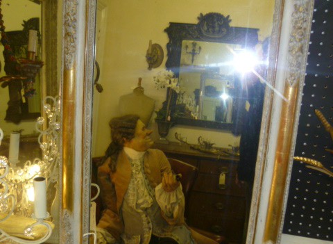 antique french painted mirror (round shoulder)