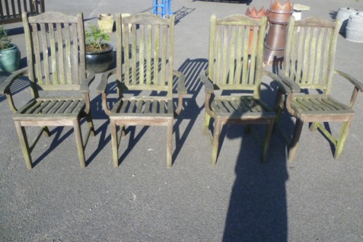 SET OF FOUR VINTAGE TEAK GARDEN SEATS