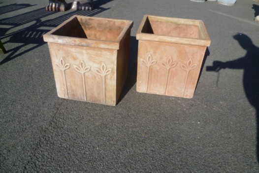 pair of terracotta arts & crafts style planters
