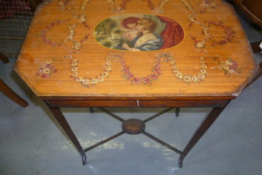 DECORATIVE ANTIQUE SATINWOOD WORKBOX
