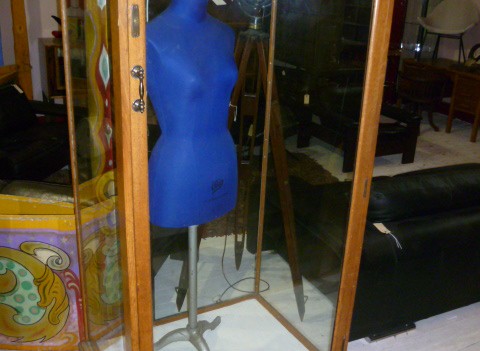 ANTIQUE OAK TALL SHOP DISPLAY CABINET