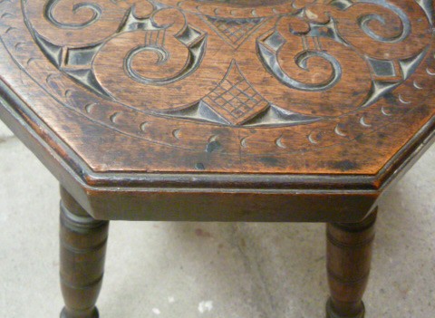 antique carved country stool