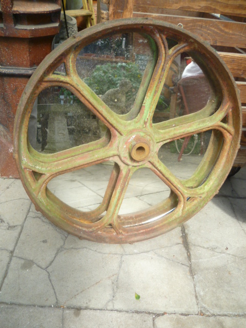 Antique Cast Iron Tractor Wheel Mirror