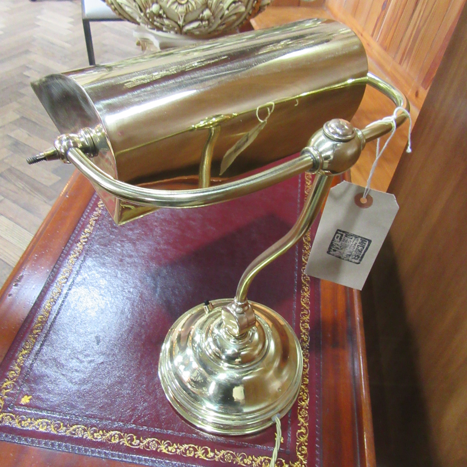 Antique Brass Bankers Desk Lamp Light Eras Of Style Antiques