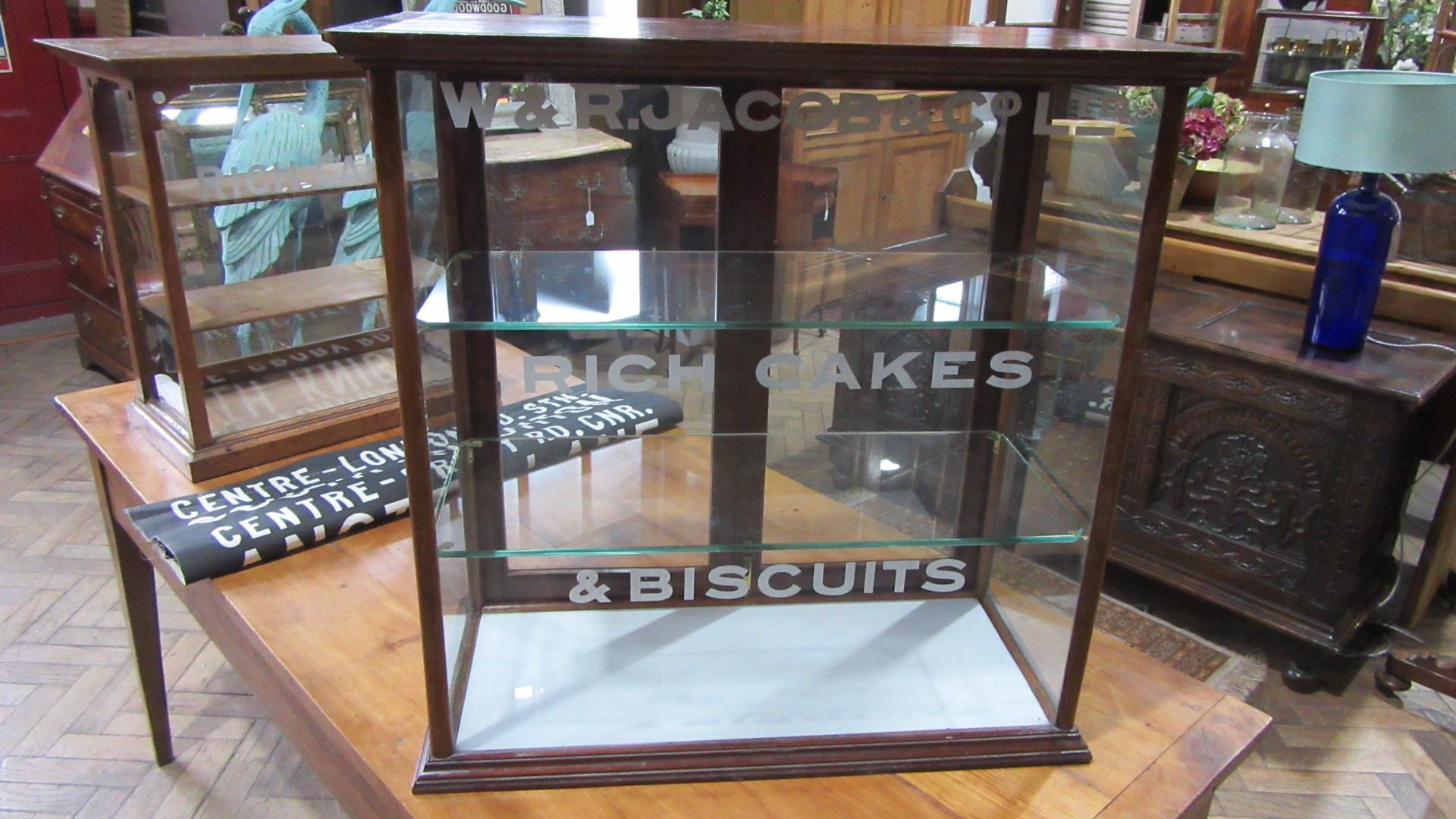 antique jacobs cake shop display cabinet