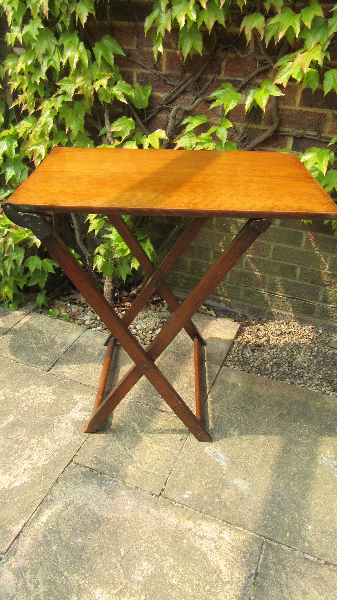 ANTIQUE OAK FOLDING CAMPAIGN TABLE