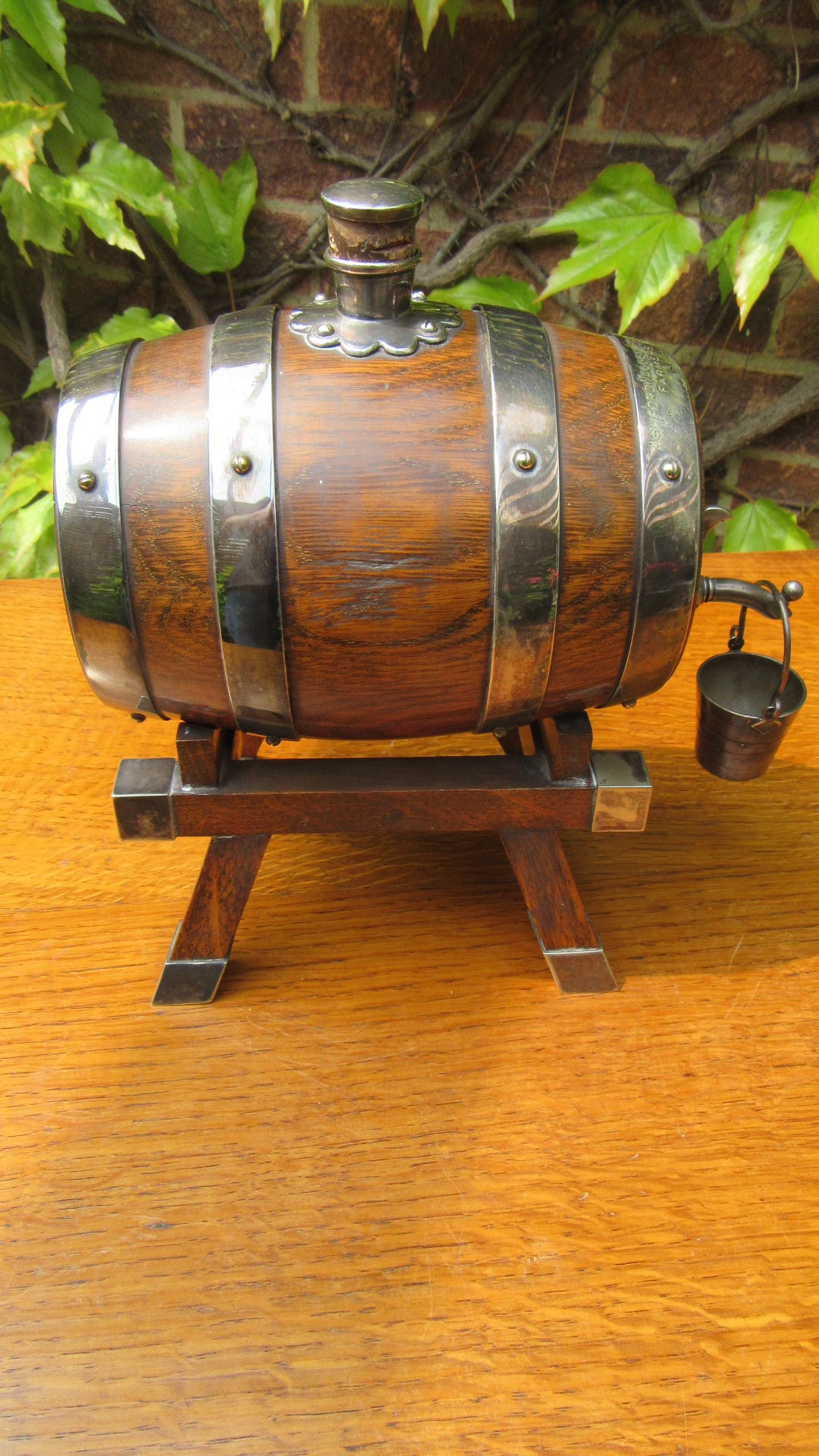 ANTIQUE SILVER PLATED SPIRIT BARREL